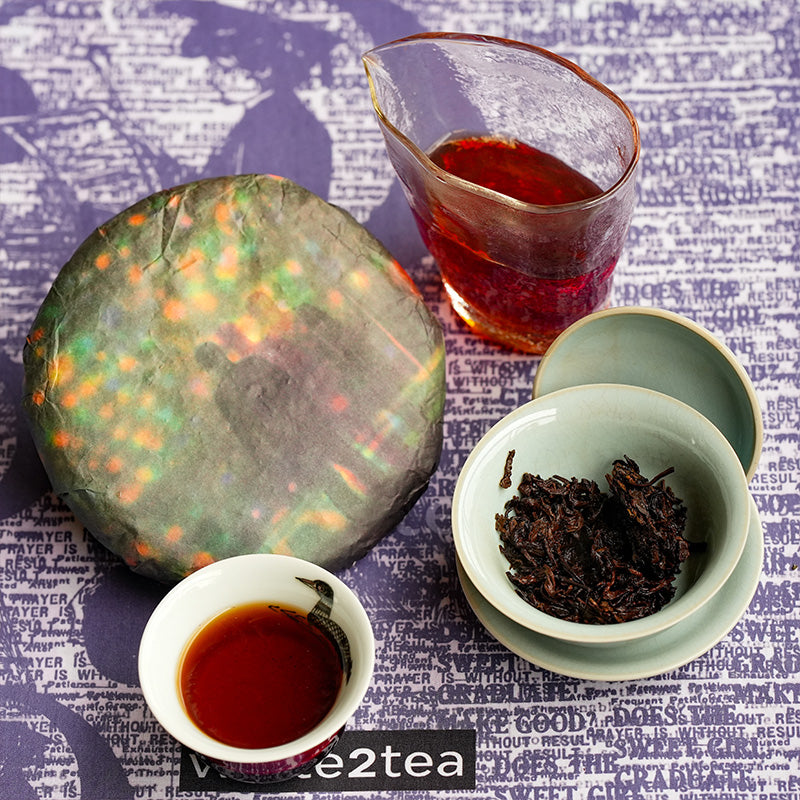 A gongfu tea session of light ferment small batch shou Puer tea
